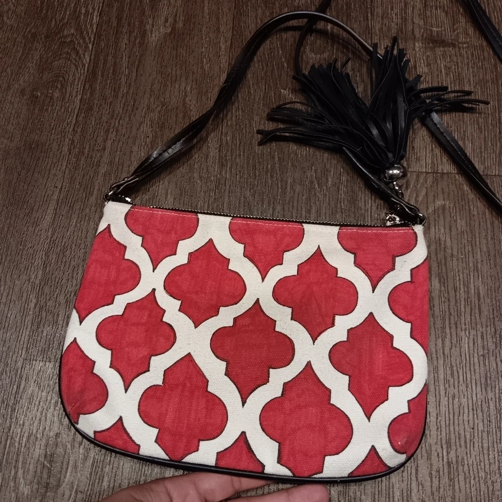 BRIGHTON Love Dove Pouch Crossbody Purse Bag Tassel Canvas Tom Clancy